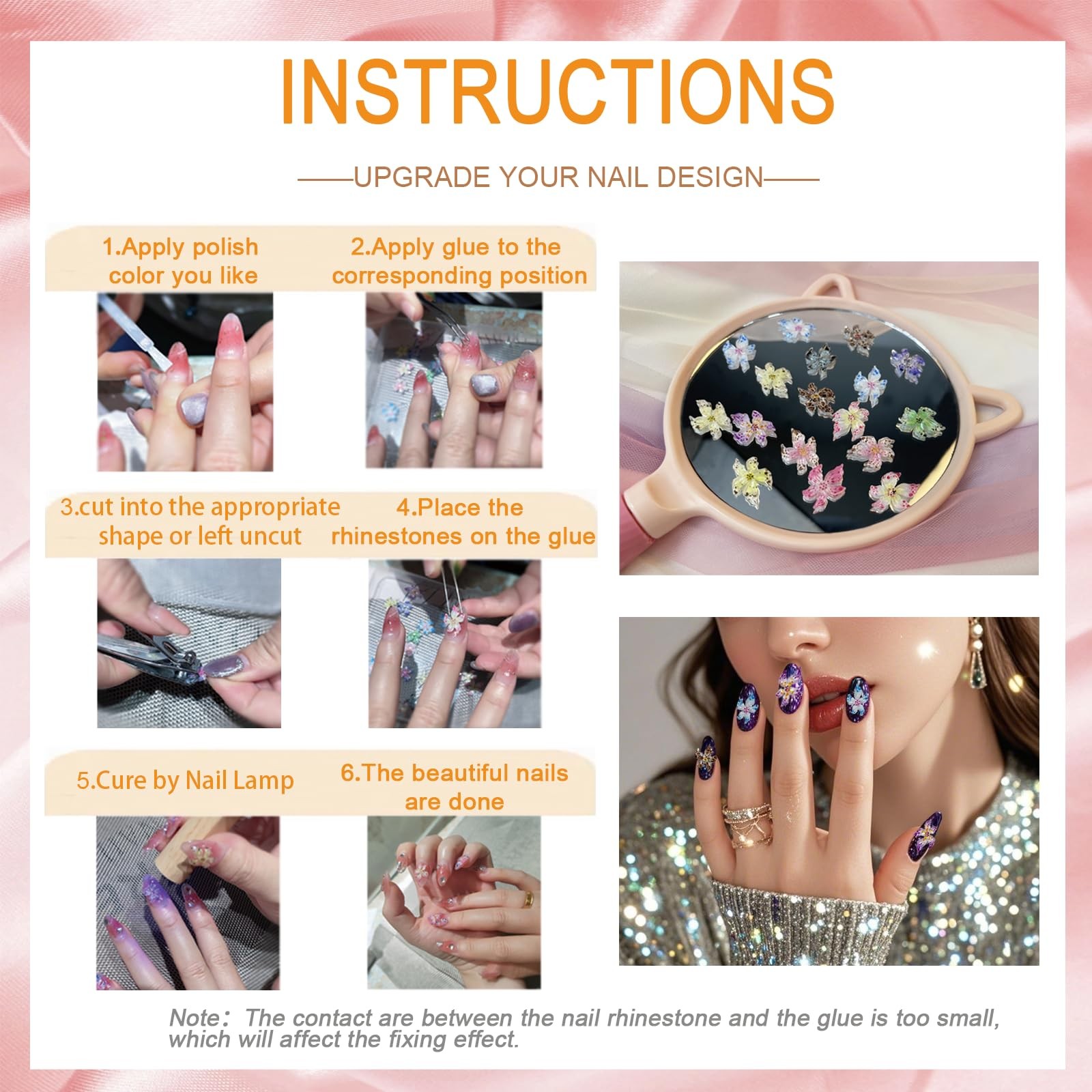 80PCS 3D Flower Nail Charms for Nail Art–Colorful Flower Charms for Nails, Em…