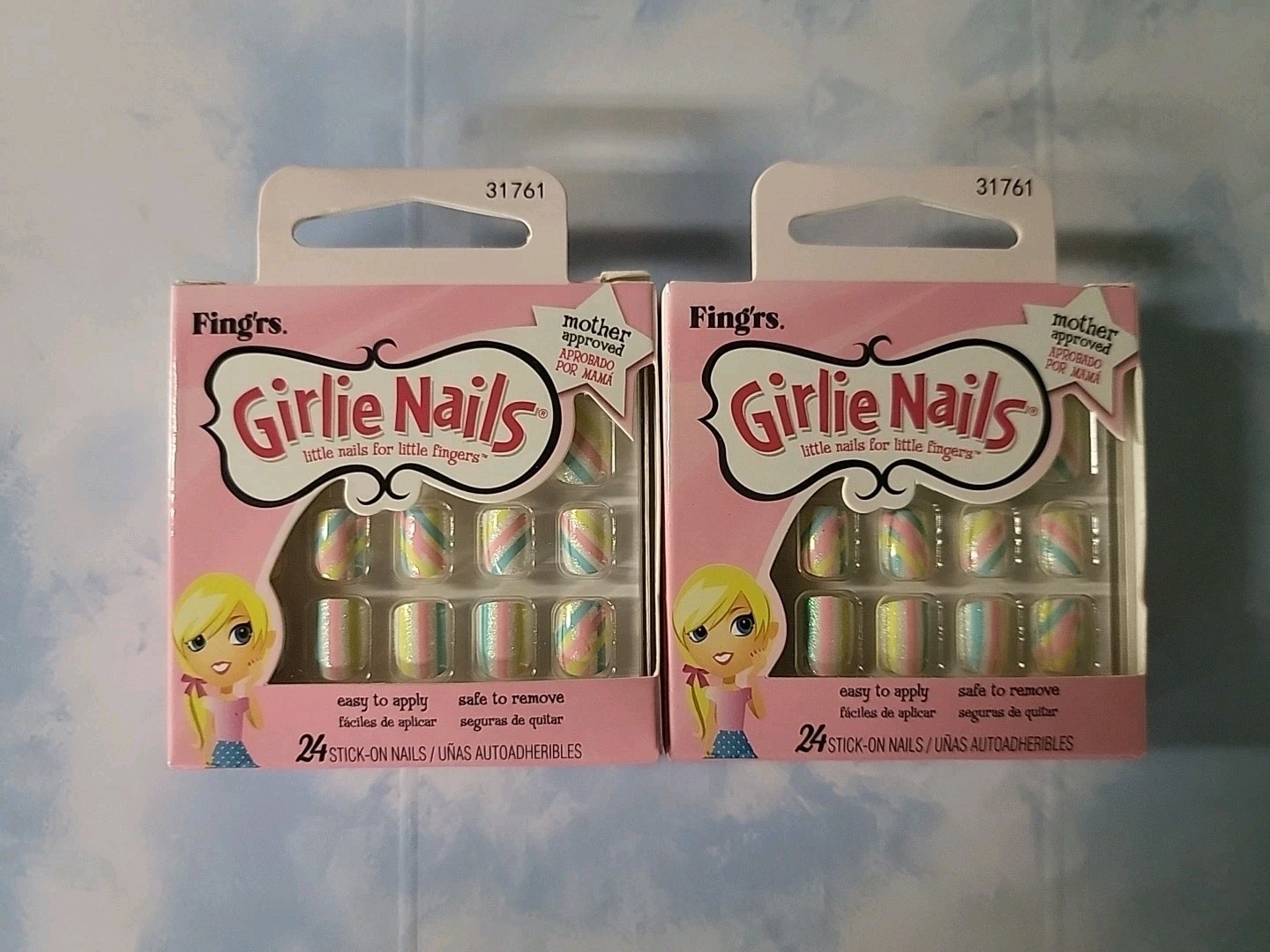 Fing’rs Girlie Nails – Press-On Nails – NEW – Lot of 2 – Rainbow