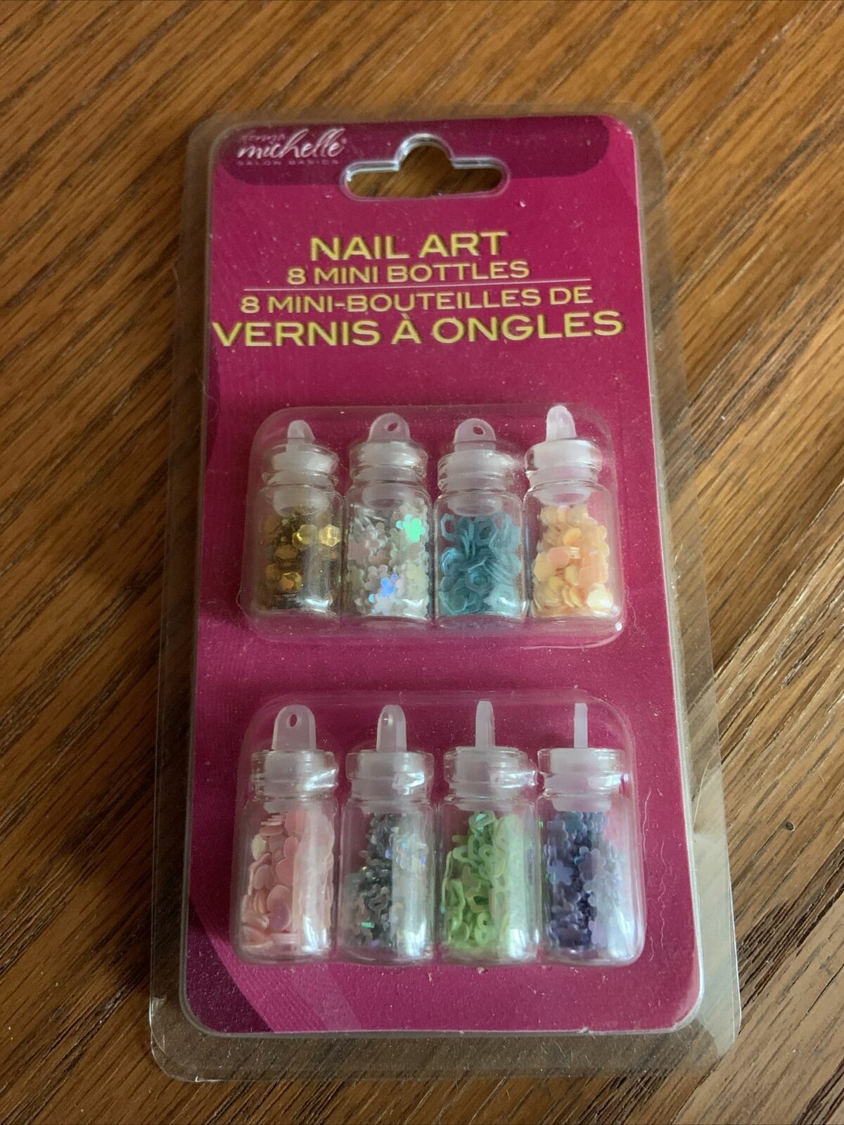 Donna Michelle Salon Basics Nail Art 8 Mini Bottles ~ Mini Hearts Stars ~ NEW
