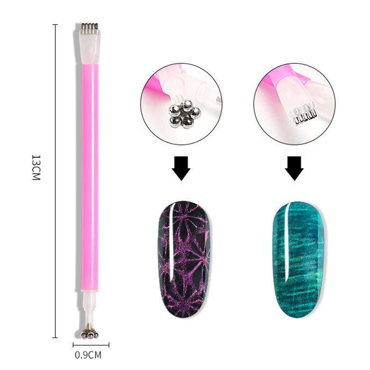 SILPECWEE 15Pcs Nail Magnet Set Cat Eye Gel Nail Polish Magnet Wand Magnetic Nai