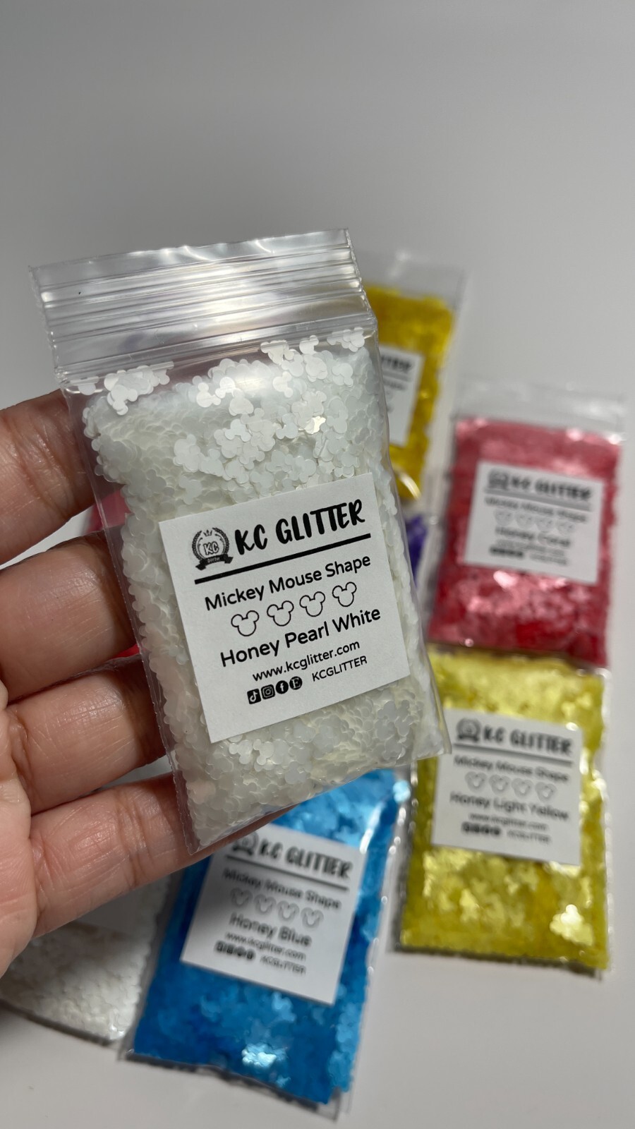 50g Solvent Resistant MICKEY MOUSE shape Glitter PEARL WHITE Nail ART Craft