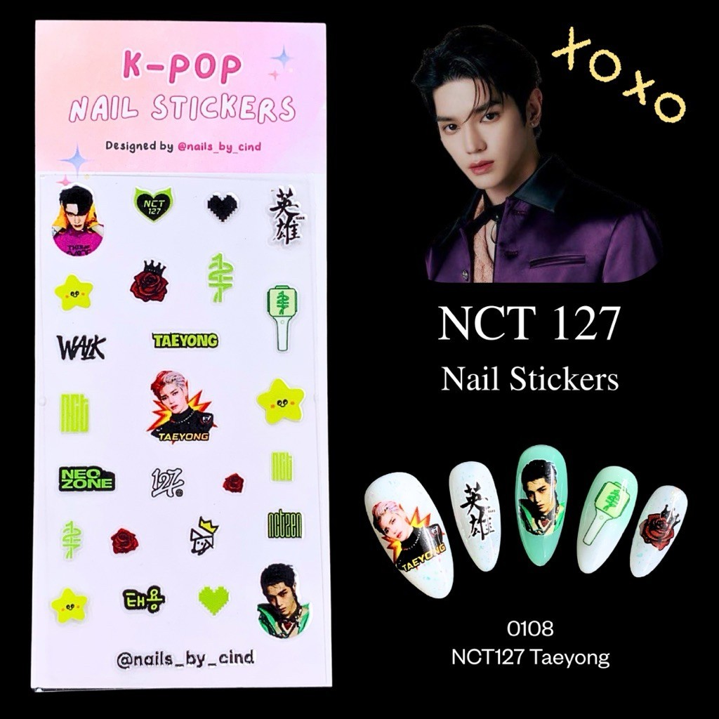 NCT 127 KPOP NAIL STICKER FAN MADE KOREA YUTA DOYOUNG MARK LEE HAECHAN I Z10