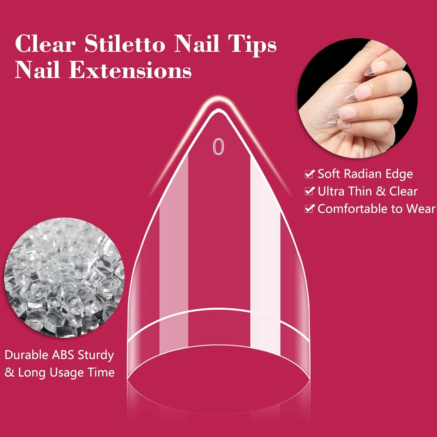500PCS Short Stiletto Nail Tips for Acrylic Nails Professional, Extra Short Clea