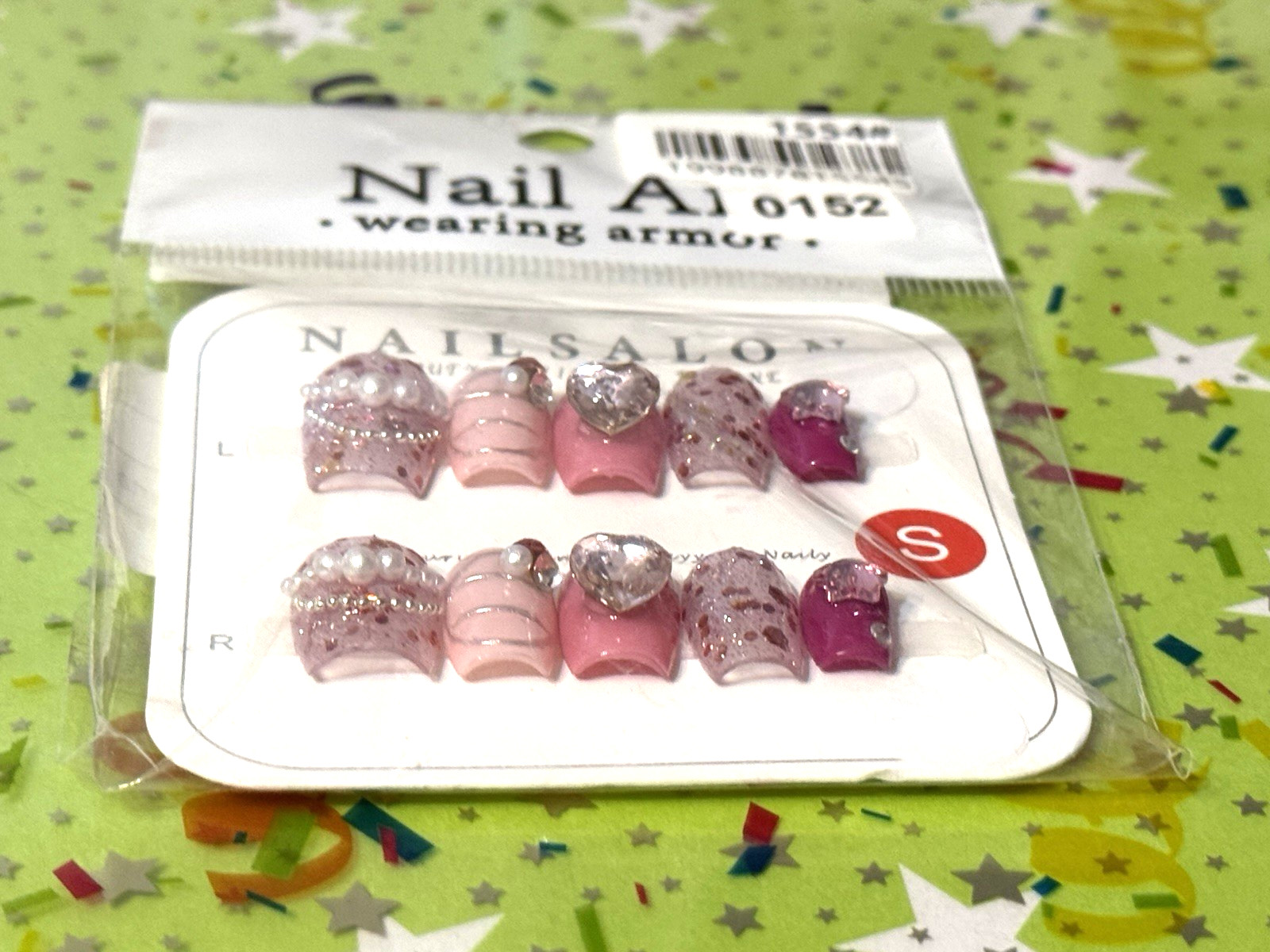 Nail Art Wearing Armor COFFIN SMALL Extra Short Multicolored Press On Manicure