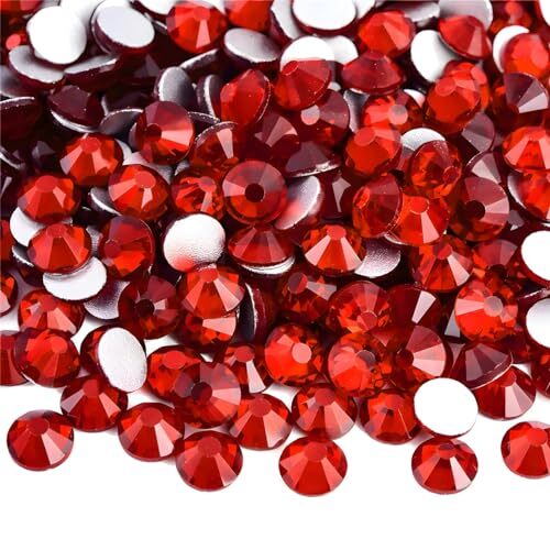 Flatback Rhinestones Round Gems for Nails Art and Crafts 4000Pcs SS12 3mm Red