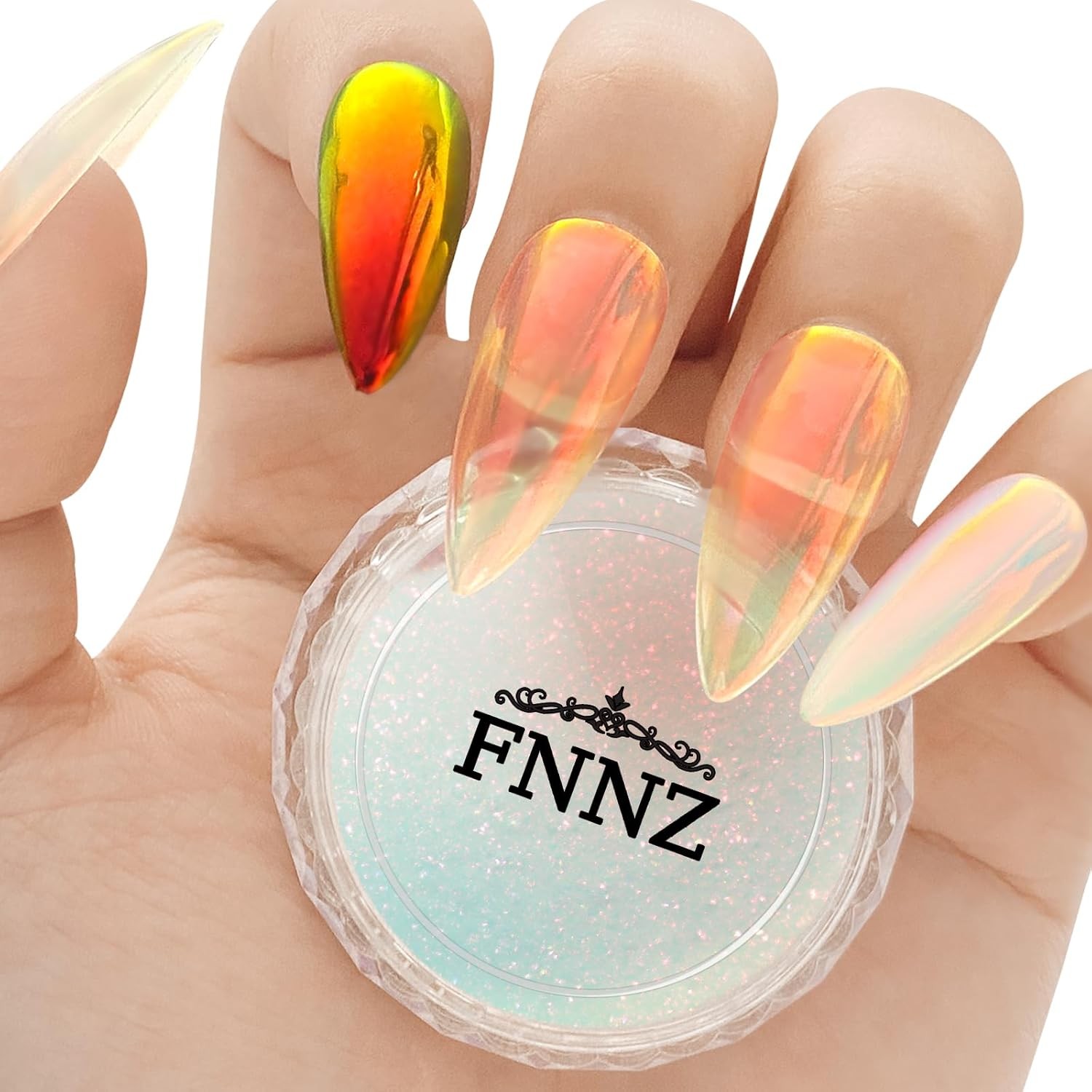 Unicorn Chrome Nail Powder, Aurora Unichrome Mermaid Sunset Glow