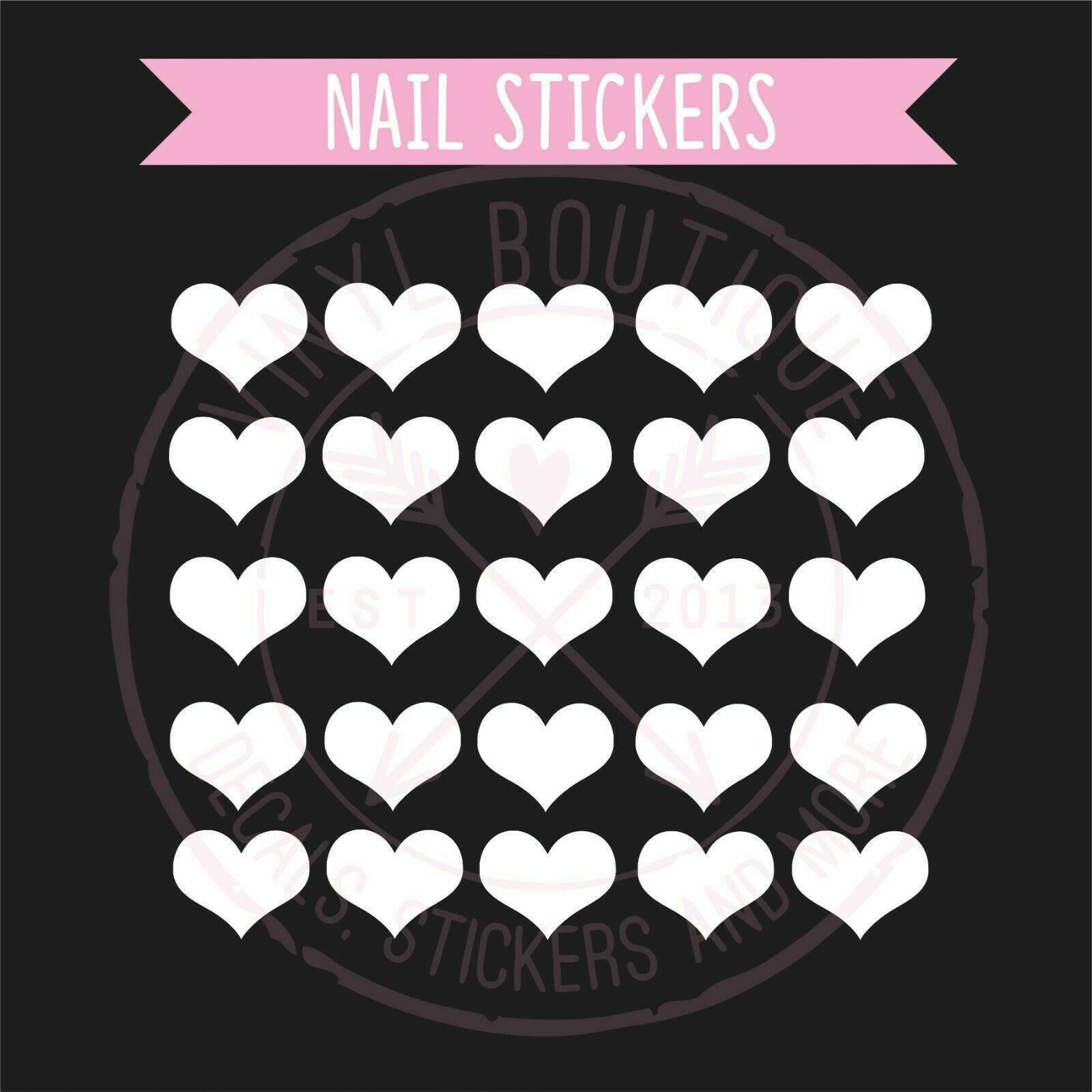 Heart Finger Nail Art Manicure Pedicure Salon Decal Stickers Nail Vinyls