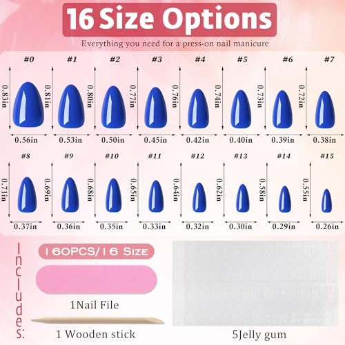 Almond Nails Short Set – 5 Pieces – Royal Blue