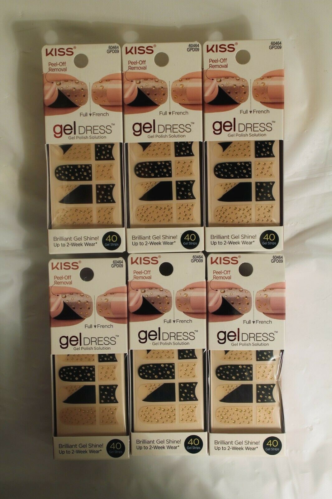 Lot of 6 Kiss Nail Gel Dress 40 Gel Strips 60464 GPD09C NEW Gel Polish Solution