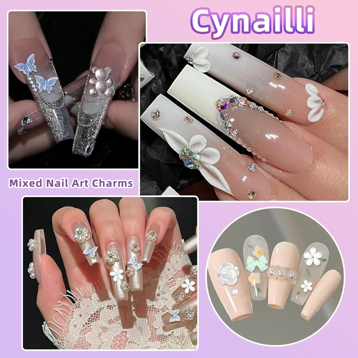 DIY Nail Art Charms Set – Colorful Flowers, Stars & Butterflies for Custom Looks
