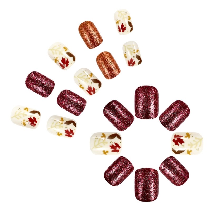 Thanksgiving Maple Leaf Designs Press On Nail Warm Autumn on Nail