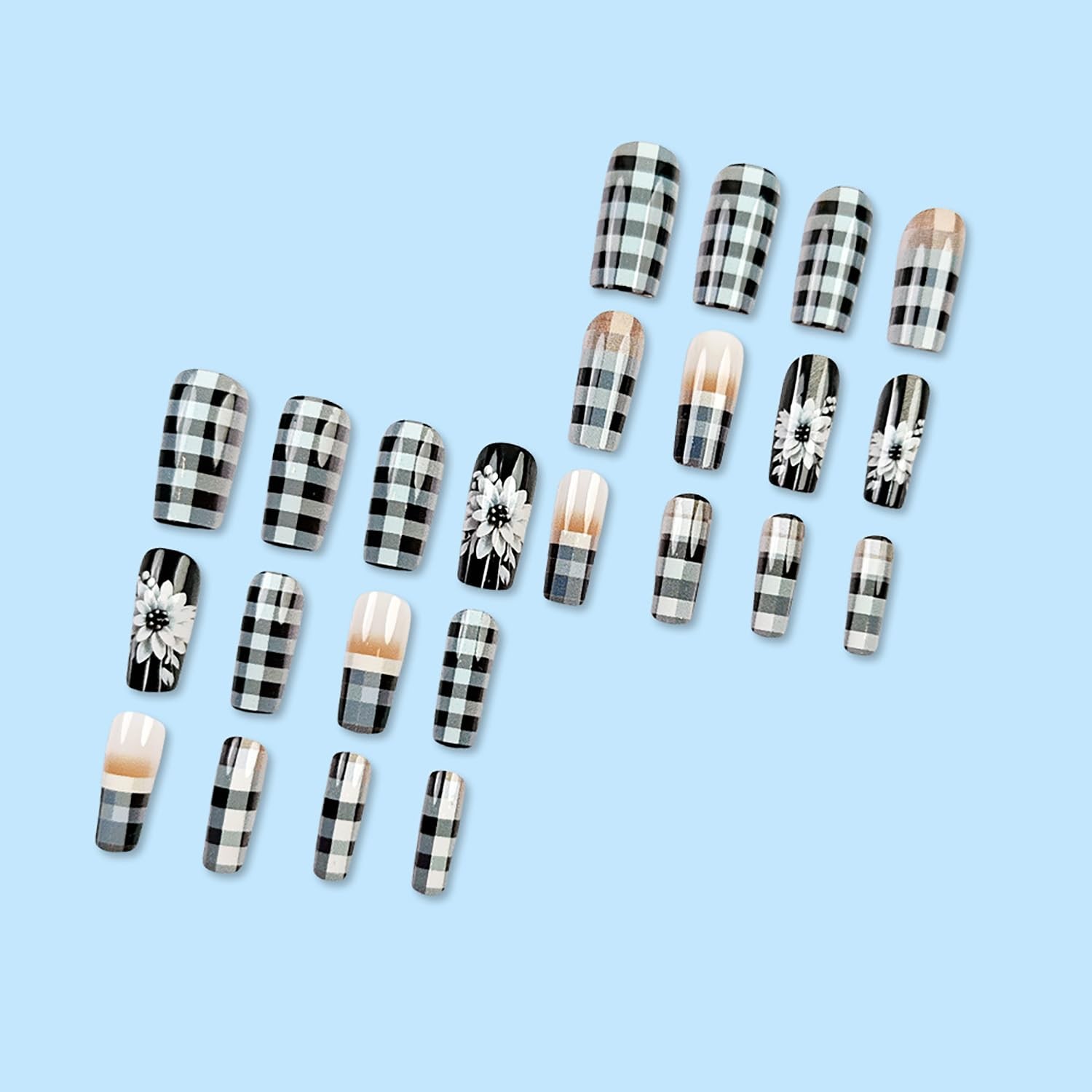 Press on Nails Medium Square Shaped Acrylic Medium Square Shaped False Nails …