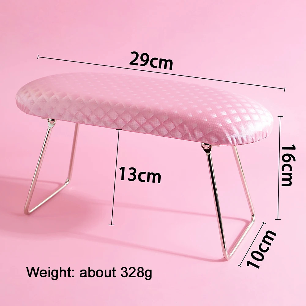 Pink/White Plaid Waterproof Leather Hand Pillow Arm Rest Cushion Nail Art Wrist
