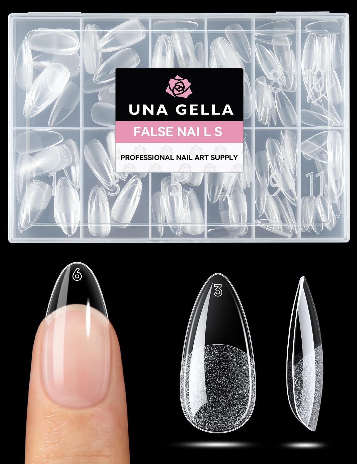 Almond Nail Tips Medium 216pcs X-Soft Gel Press On Nails | 12 Sizes Fake Nail…