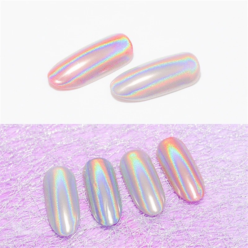 Holographic Nail Chrome Rainbow Powder Unicorn Pot Shiny DIY Pigment Nails 15μm