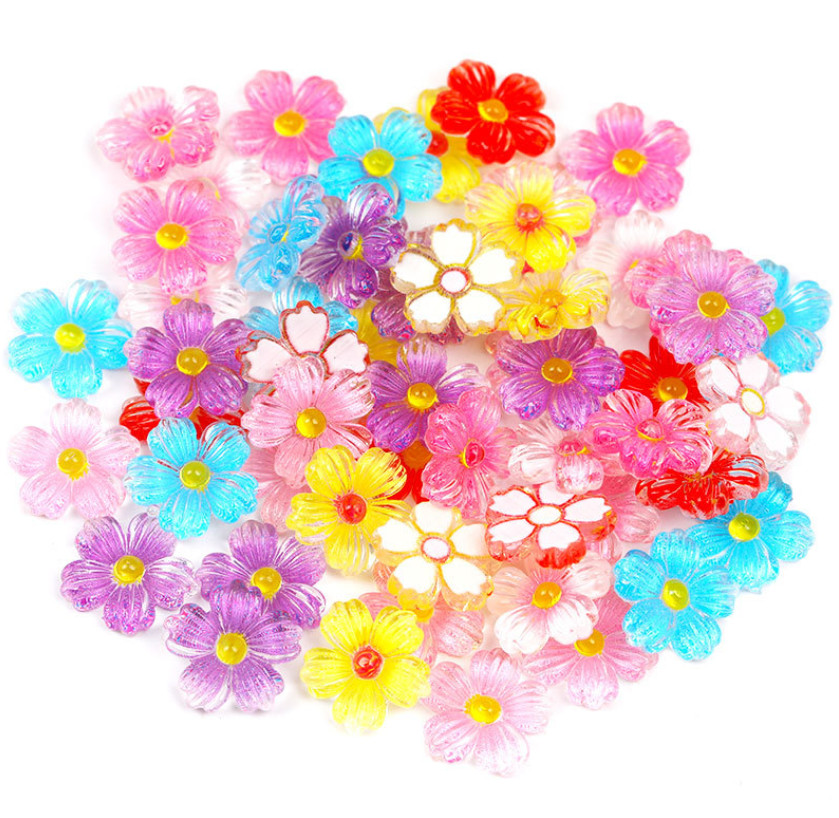 5Pcs Mini Daisy Flower Resin Flatback Nail Art Case Hair Pin Decoration NH17