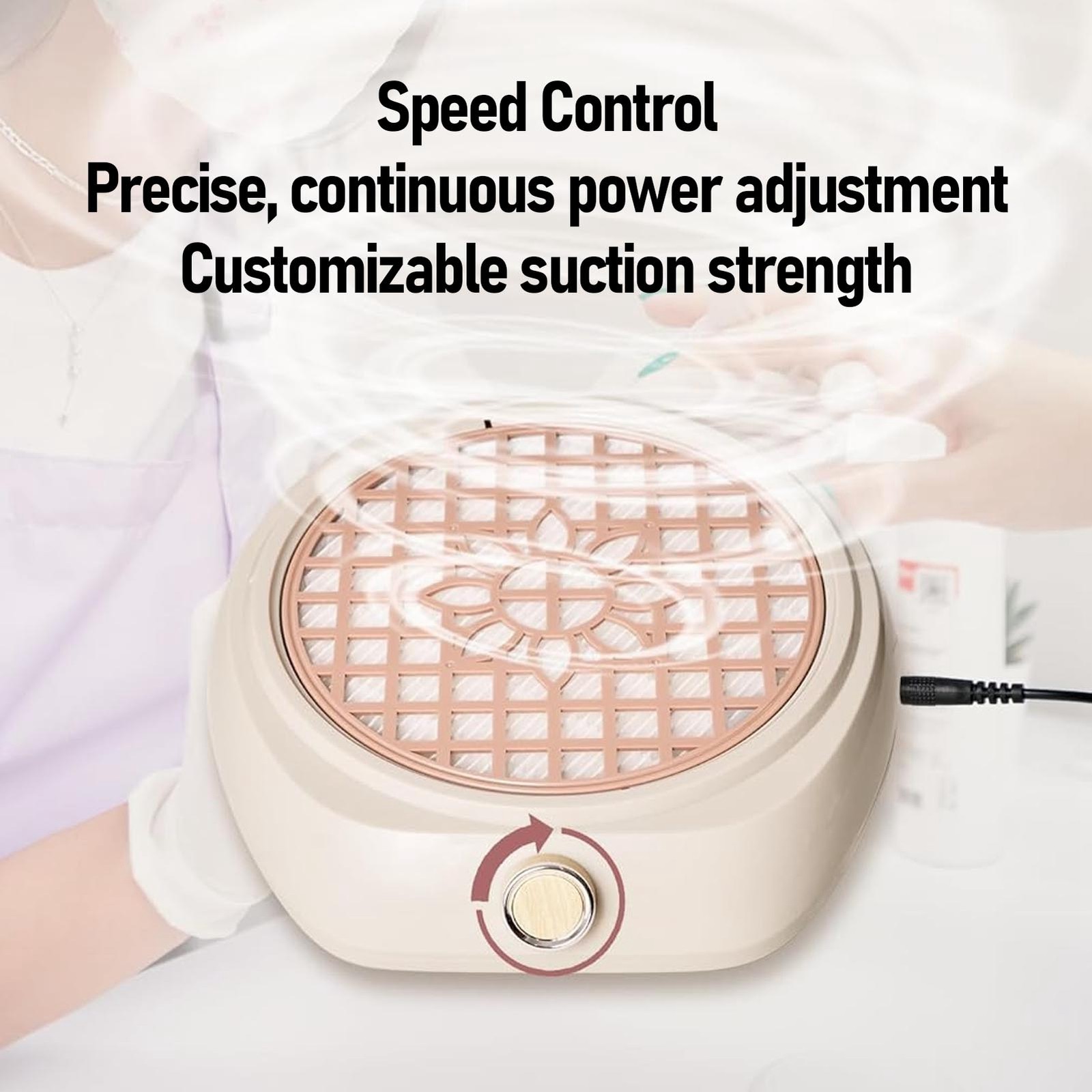 Nail Dust Collector 5000 RPM Quiet Nail Vacuum Duster Suction Collector With 1