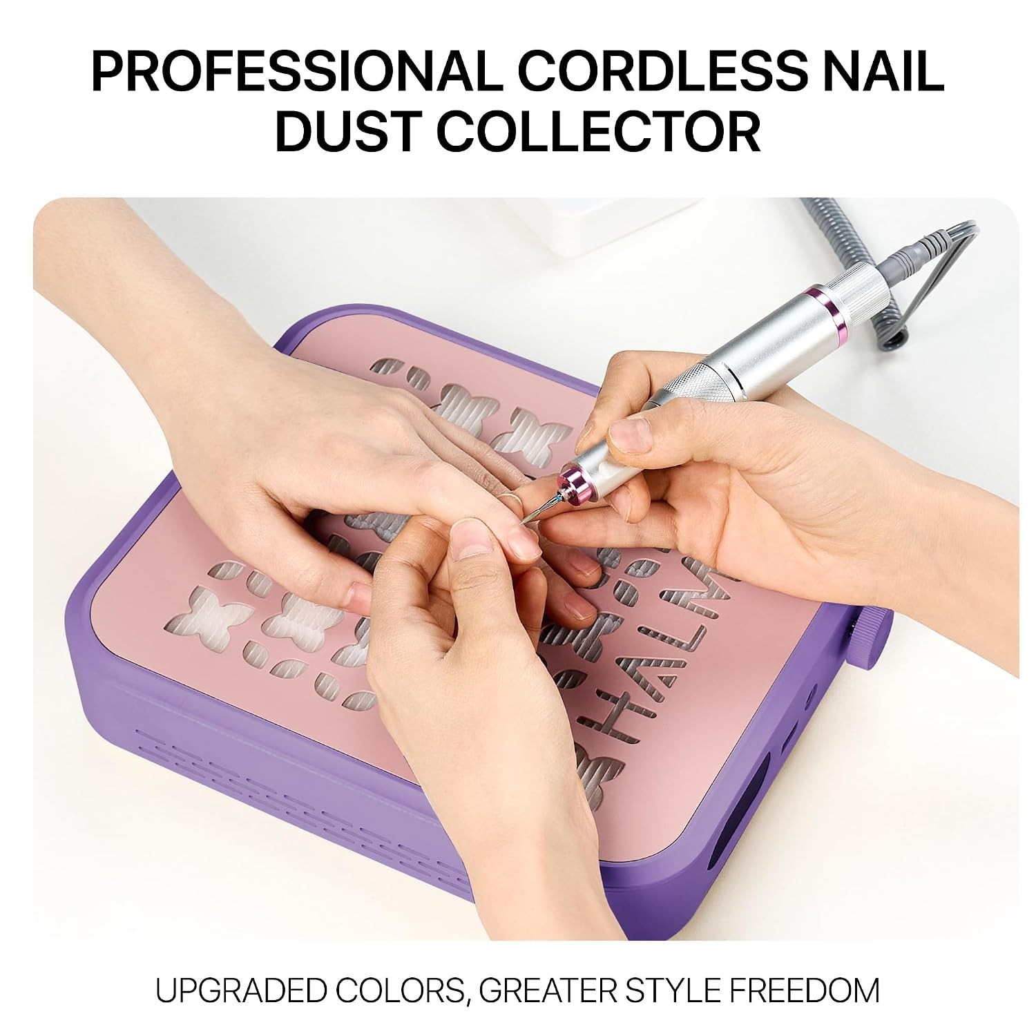 Cordless Rechargeable Nail Dust Collector – 5000 RPM & 800Pa Suction in Mauve…
