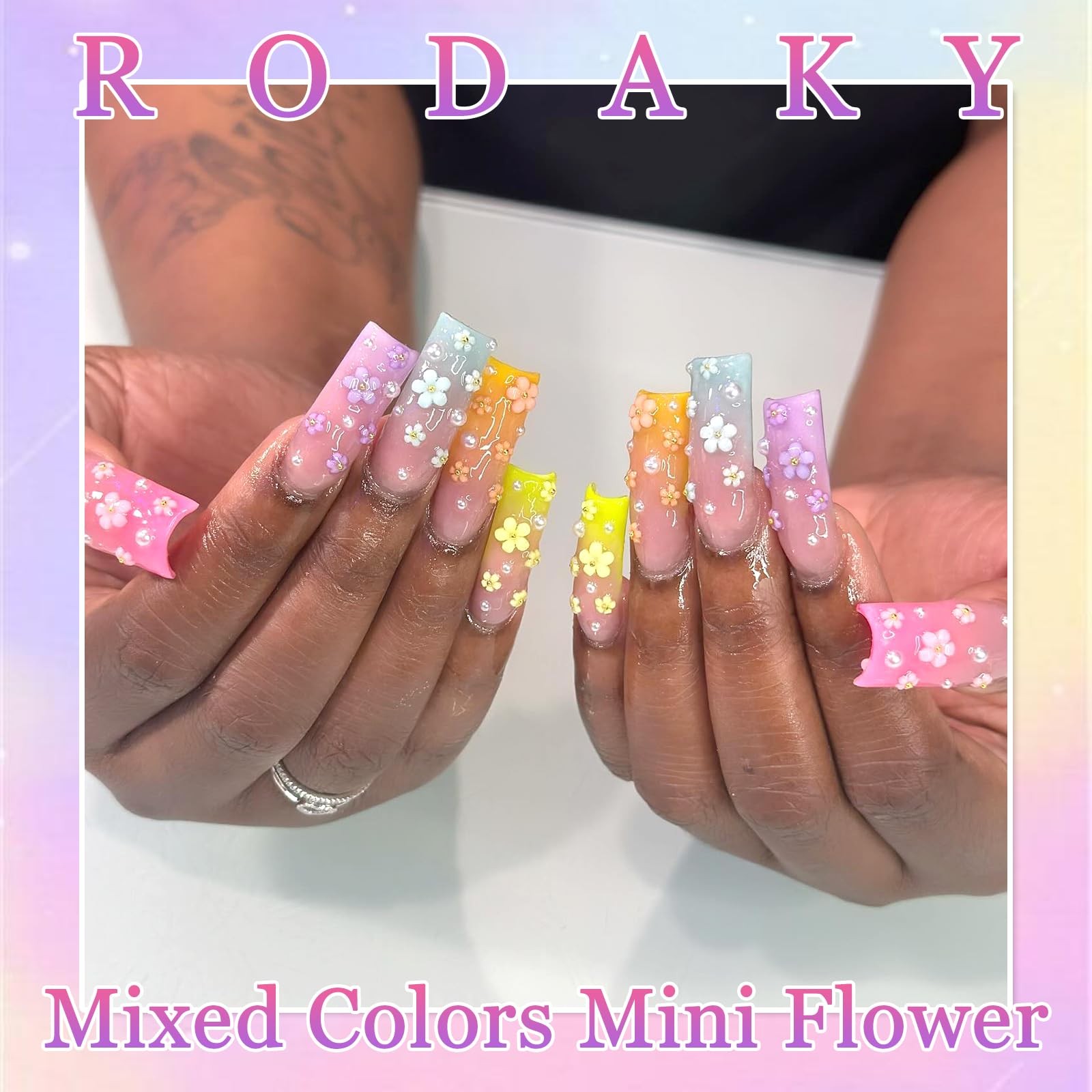 Flower Nail Charms Colorful 3D Flowers for Nails Metal Butterfly Nail Art Cha…