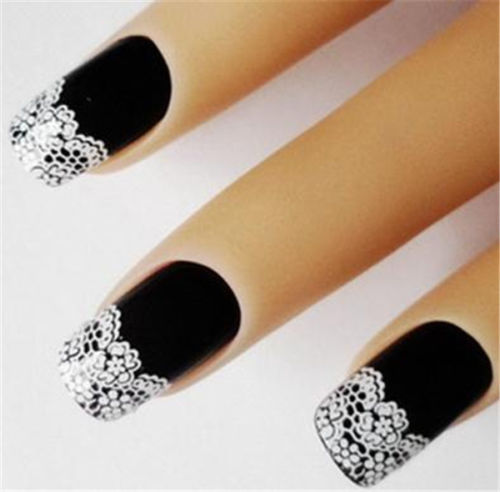 Nail Art French Stickers White 3D Flowers Stones Design Decoration Tips