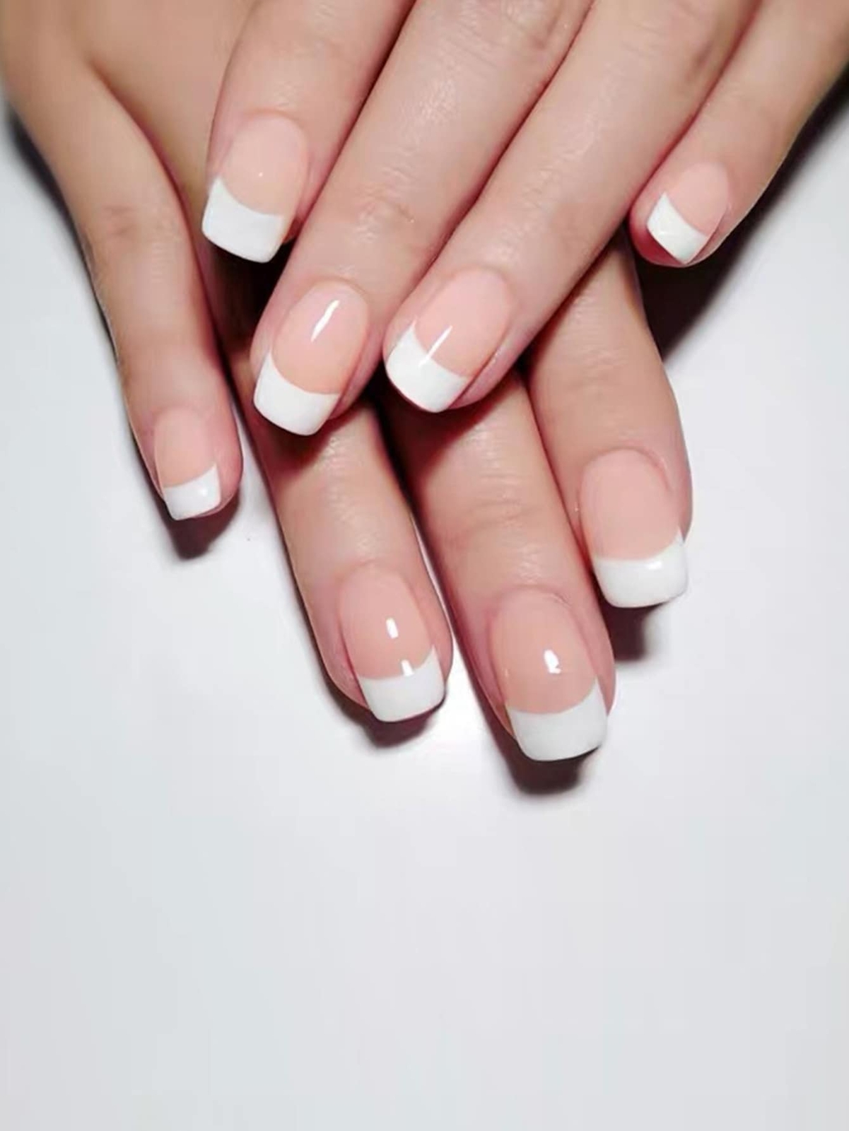 24pcs Square White French Style Fake Nail Press On Nails False Nails Glue On
