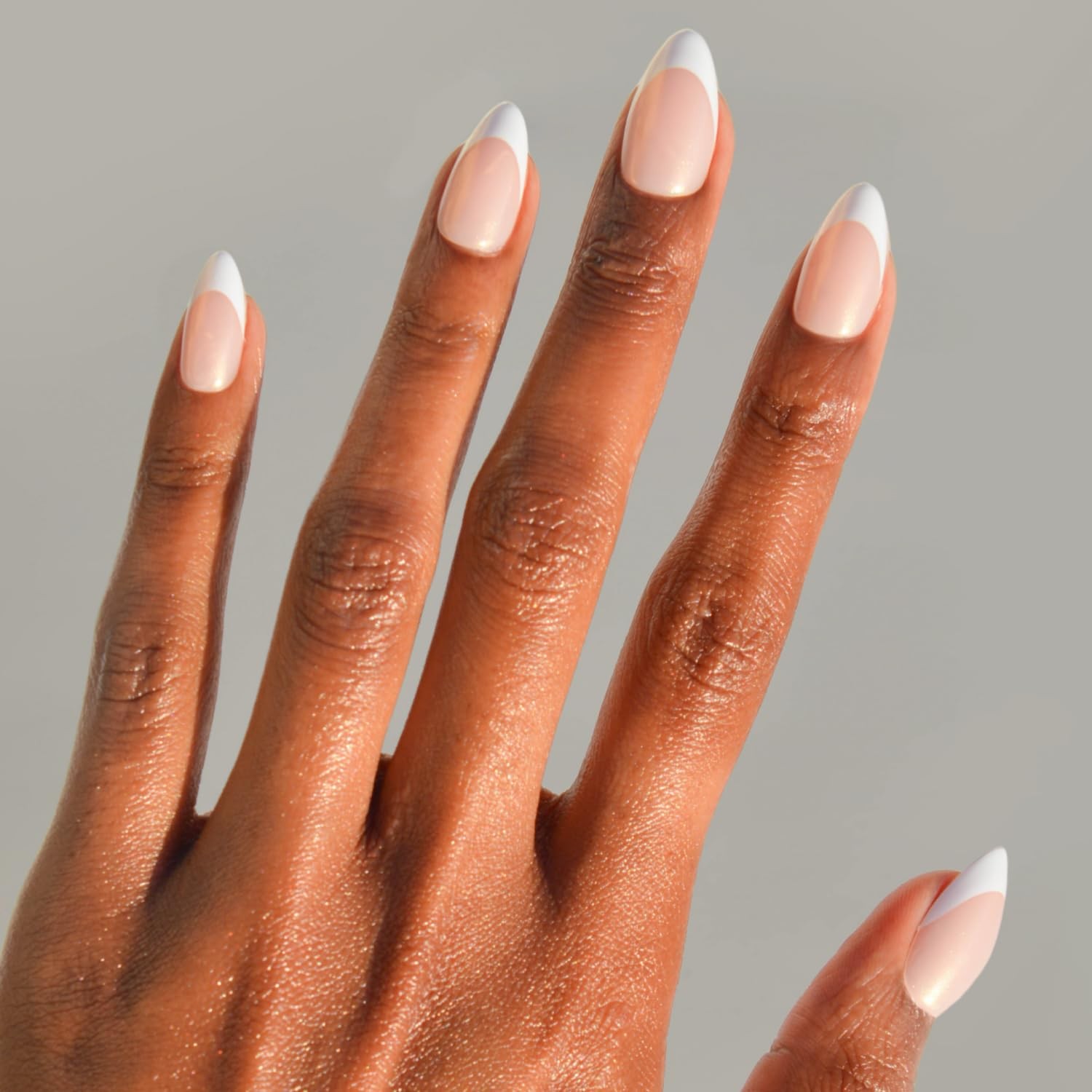 Glamnetic Short Almond Press On Nails – Glazed Fake Nails Kit, 30 Pc