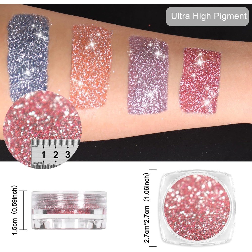 Reflective Glitter Powder Set 8 Colors Shiny Nail Art Dust Dipping Pigment for