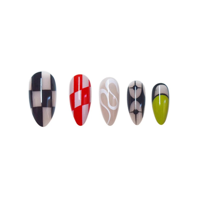 Trendy Tie Dye Short Almond Press On Nails For Europe And America
