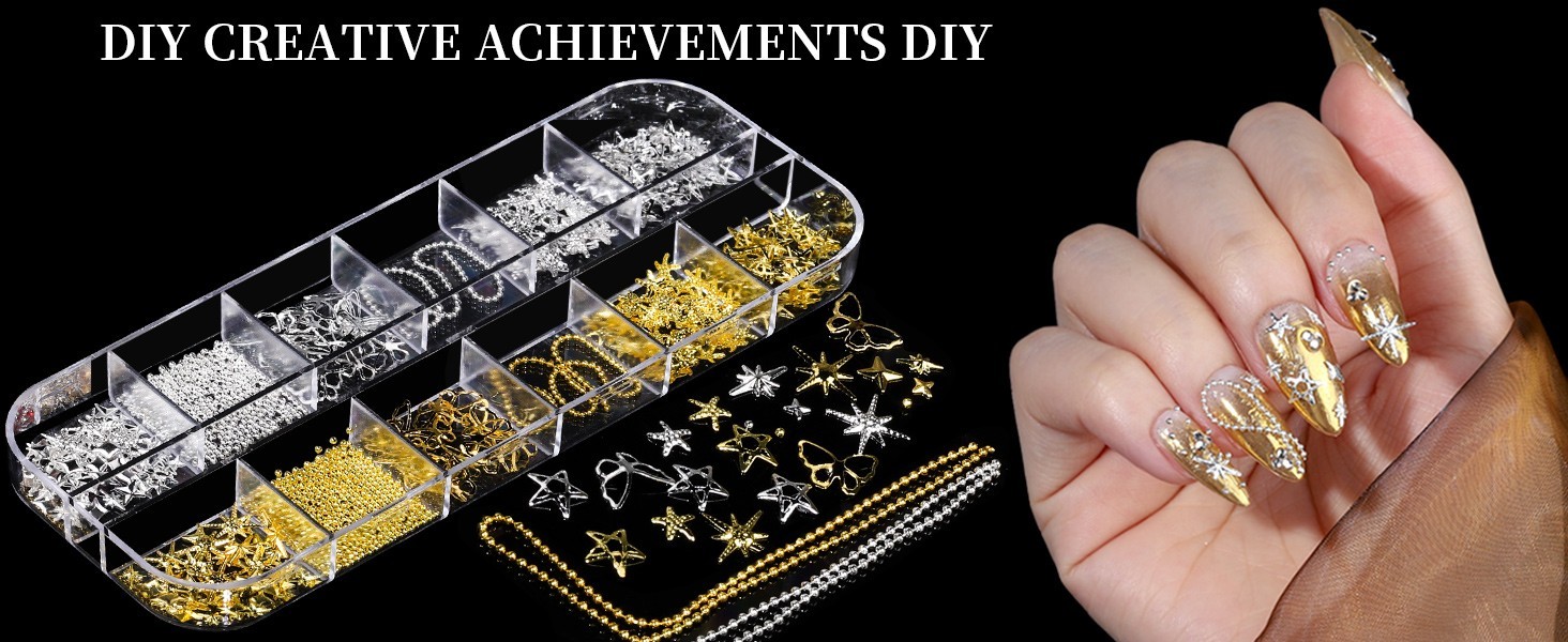 Nail Charms, Nail Rhinestones Kit with 8 Boxes of Nail Gems Multi Shape