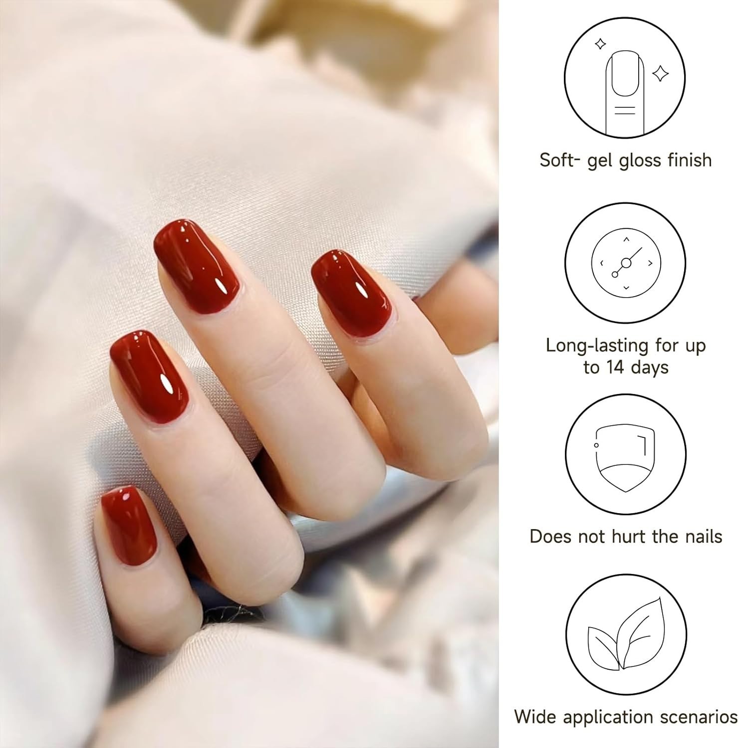 Dukasou 32 Semi Cured Gel Nail Wraps – Vibrant Red for Effortless Style