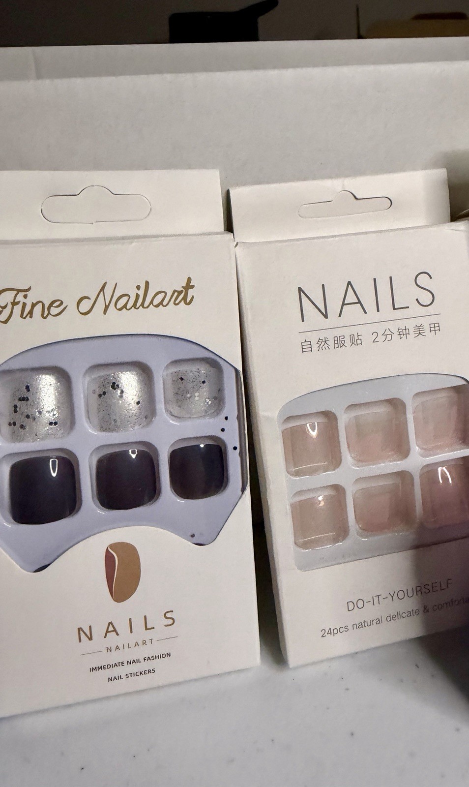 Bundle Press-On Toenails. 4 sets of nails and brush on glue.