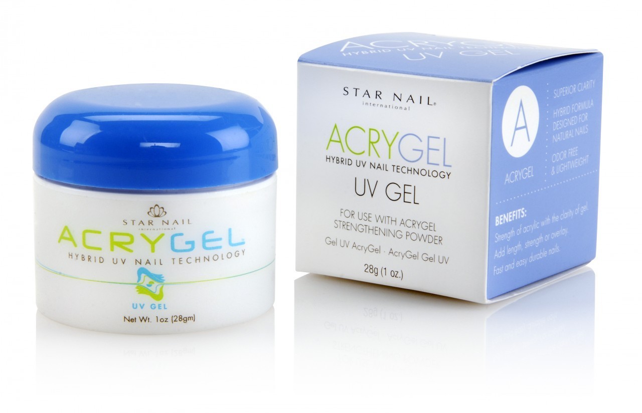 Acrygel by Star Nail Hybrid UV Gel Acry strong gel nails Clear/White/Pink 1 oz