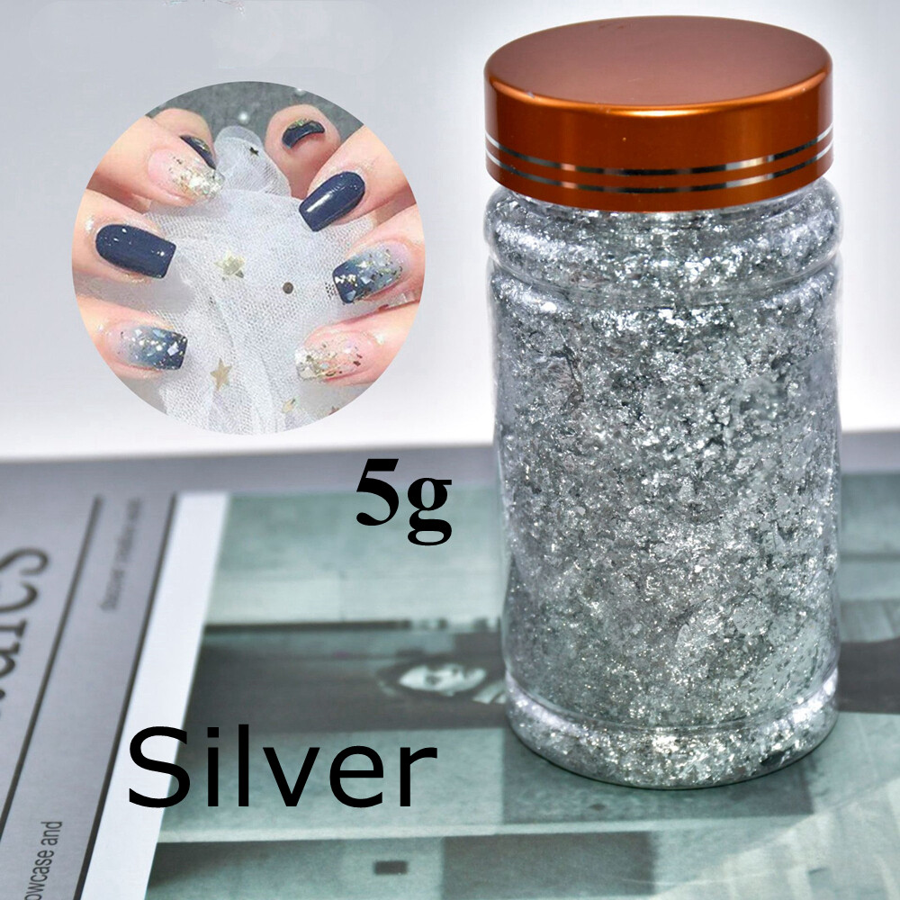 3x 5g Nail Art Foil Leaf Gold Silver Copper Flakes Chunky Glitter Manicure Decor