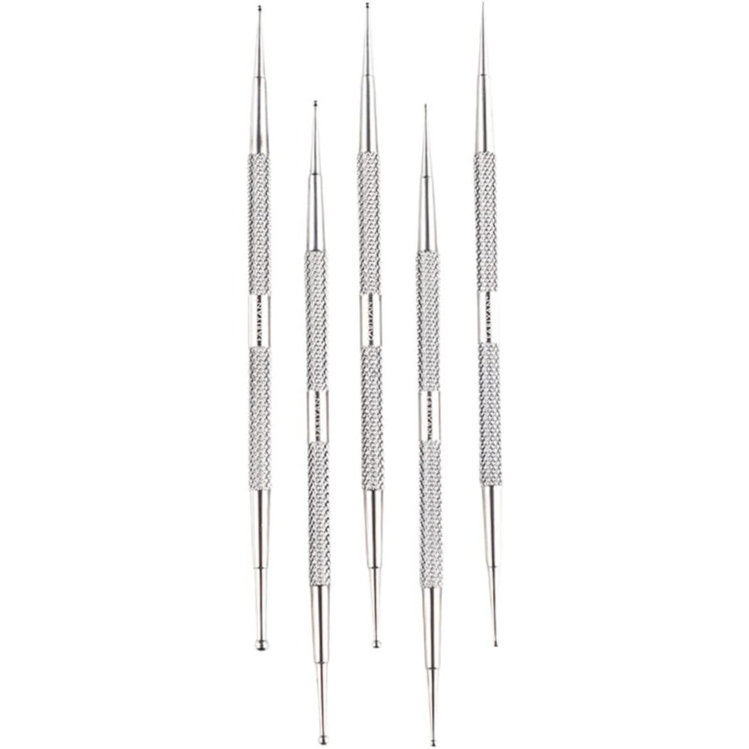 5pcs Stainless steel nail art pen double head type manicure drawing tools diy