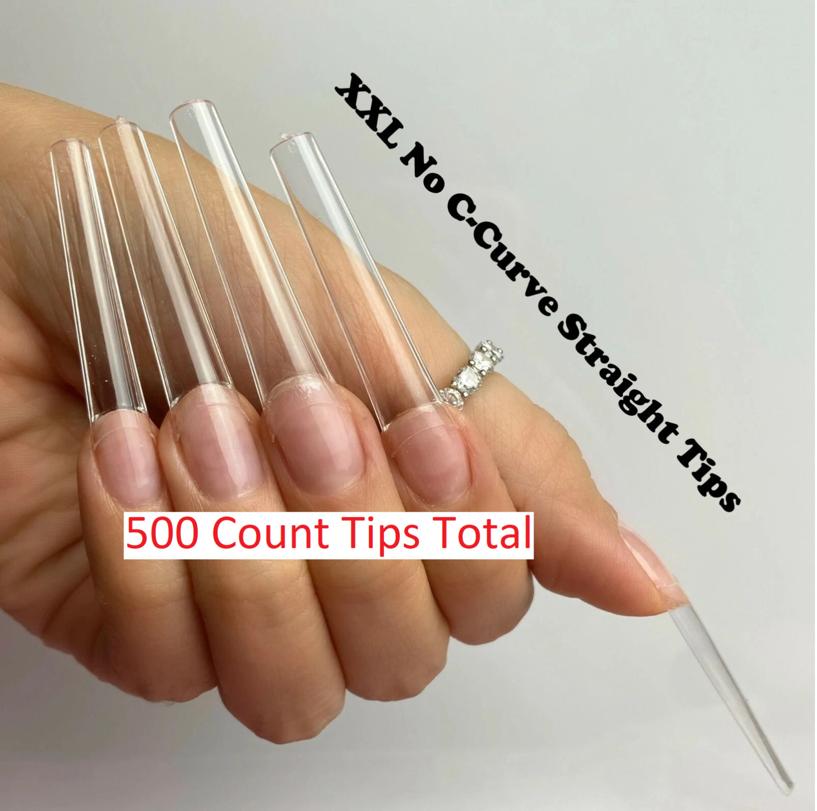 XXL Long 500 pcs Coffin No C Curve Acrylic Nail Tips Ships Natural Best Seller