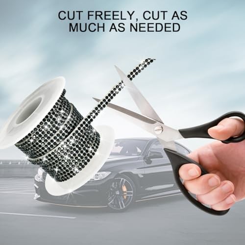 Bling Car Trim Self Adhesive Strip, 16.4Ft Crystal Rhinestone Vehicle Black