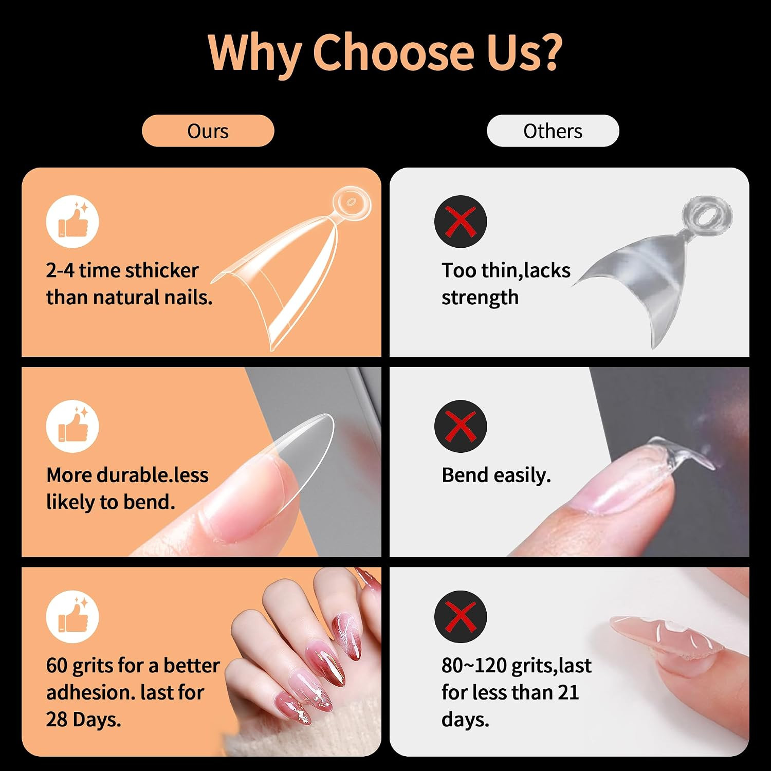 Almond Nail Tips,Soft Gel Almond X Press on Nails,300Pcs Acrylic Nail Tips Half