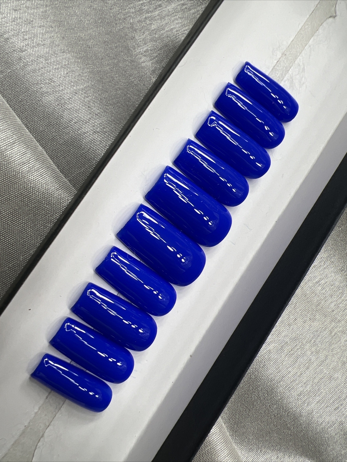 🫐 CUSTOM Gel Press On False Nails, BLUE SQUARE NAILS, 10p set M w/ FULL KIT