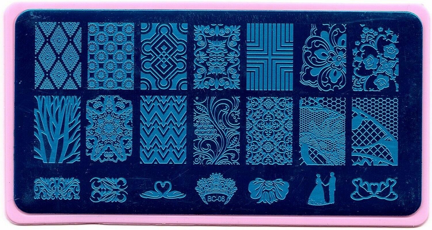 Nail Art Different Designs Stamping Image Plates with Pink Holder BC06 to BC10