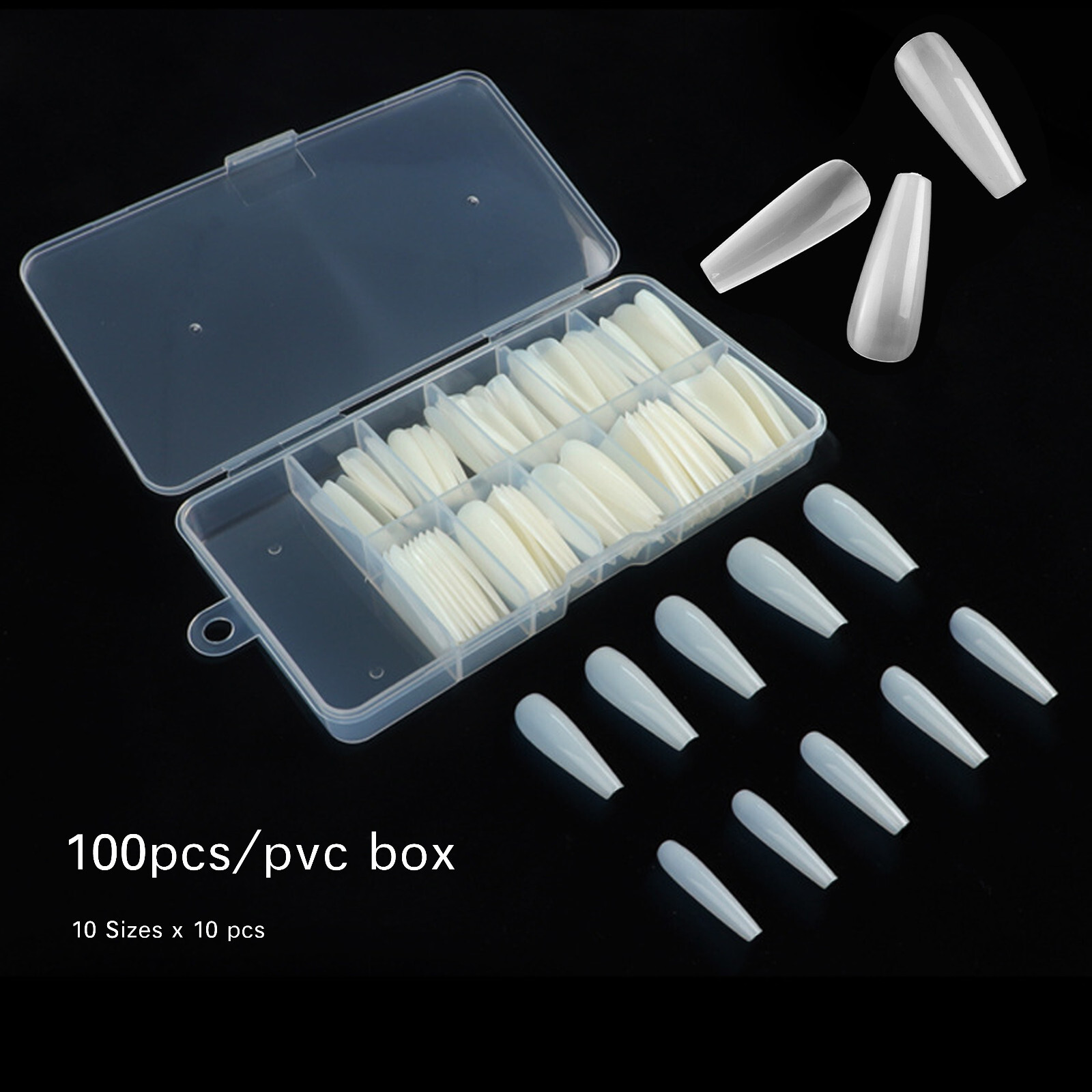 [DDP] Coffin Fake Nail Short Ballerina Press On False Nails Artificial Nail Tips