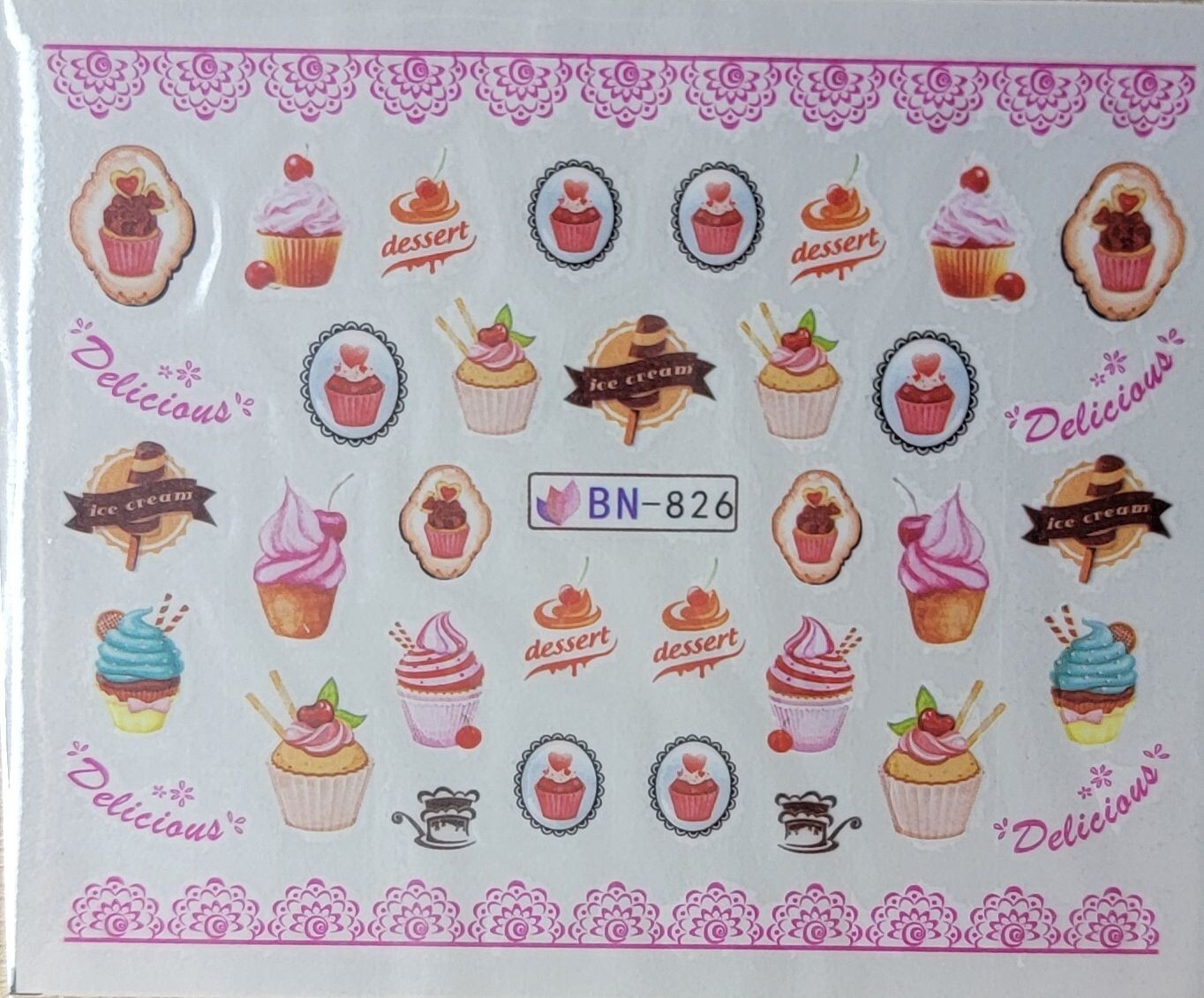 Nail Art Decal Stickers – Desserts – Ships from U.S. BN-826