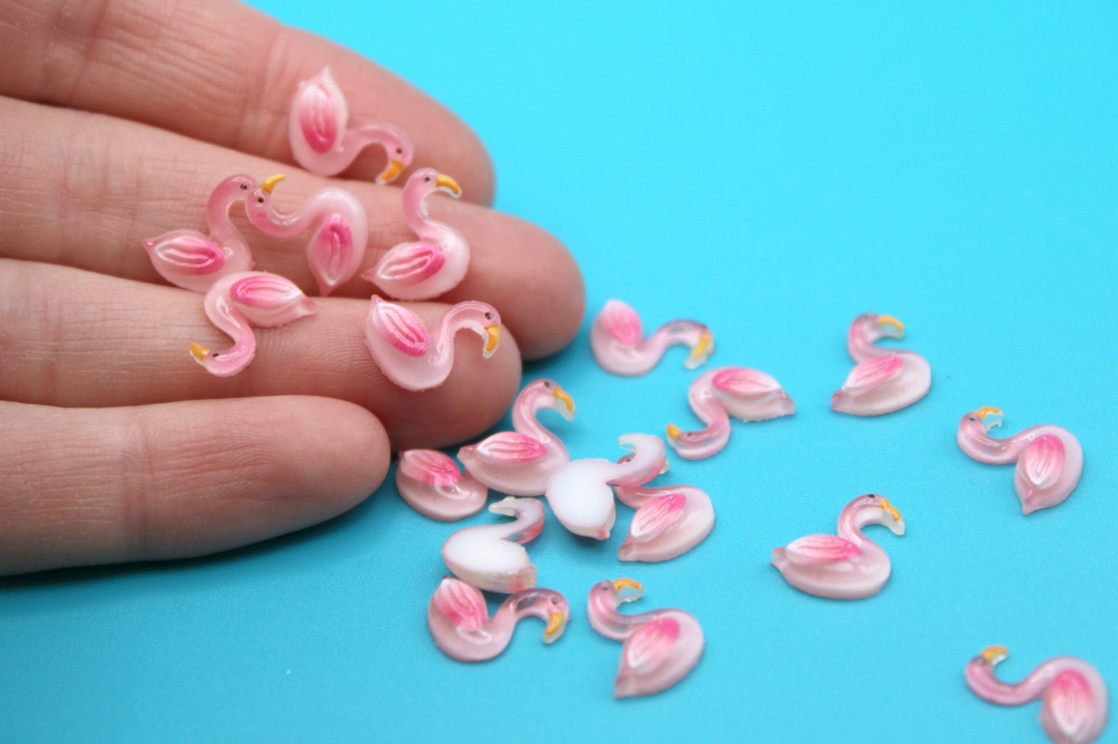 Flamingo 24Pk Pink Flatback Charms for Nail Art, Jewelry Making, Resin Crafts