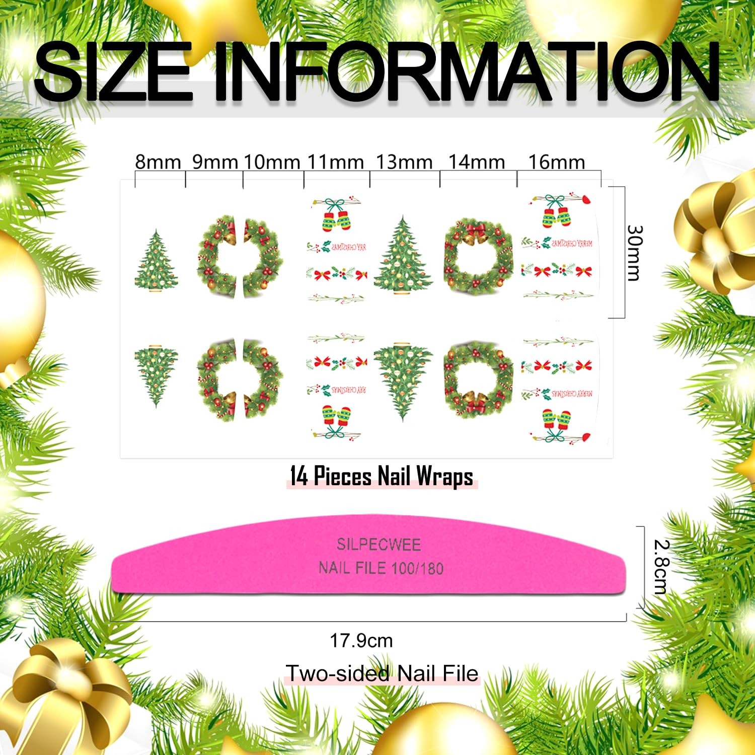 20 Sheets Christmas Nail Wraps Holiday Nail Polish Strips Gel Nail Strips Sel…