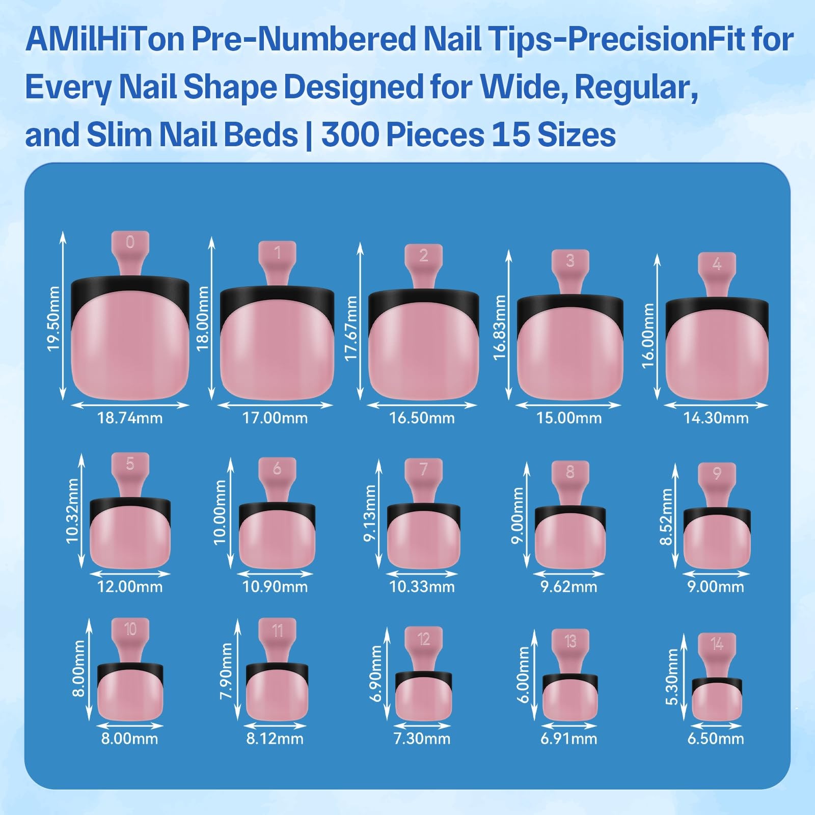 300PCS Long Square French Tip Toe Nail Tips for Wide Long Toenails, Soft Rose…