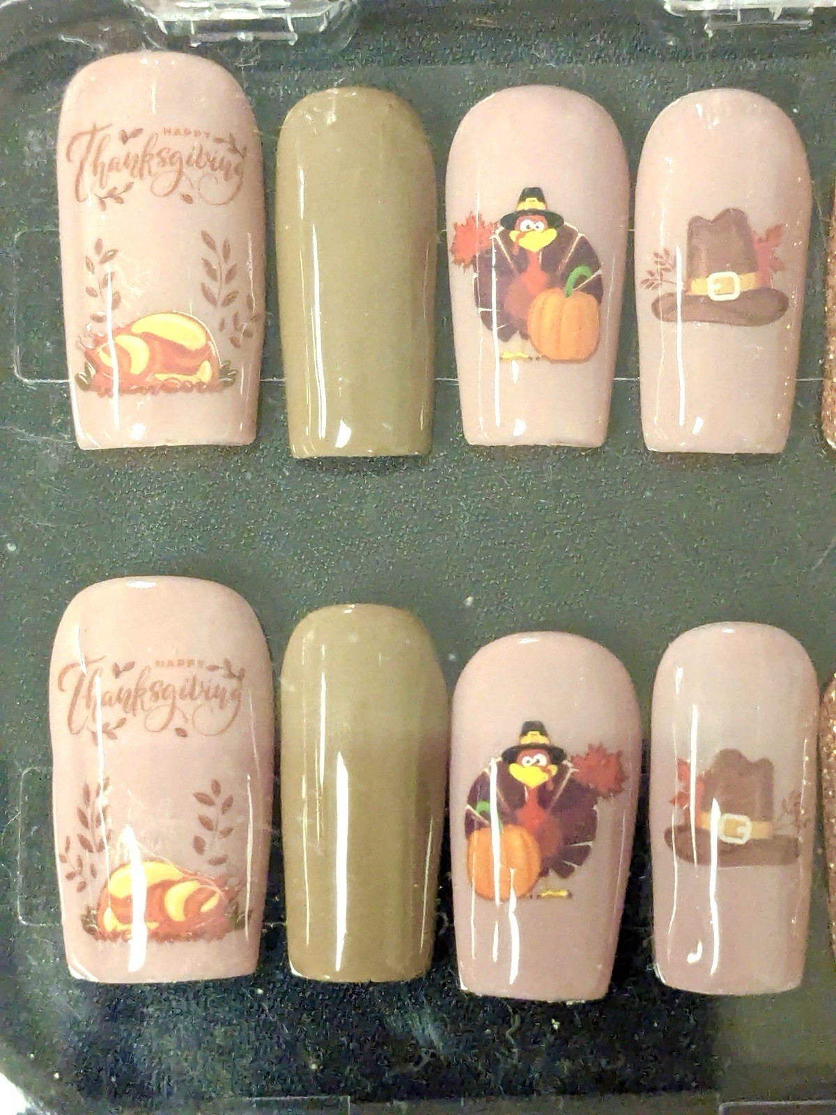 ThanksGiving Turkey Autumn Holiday Press On Nails D.I.Y Glue Set Included NEW