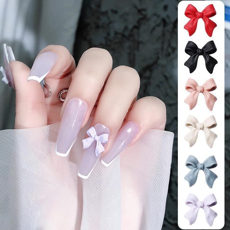 3D Bow Nail Charms Bow-Knot Nail Art Stud Rhinestones Type1-Solid Colorful