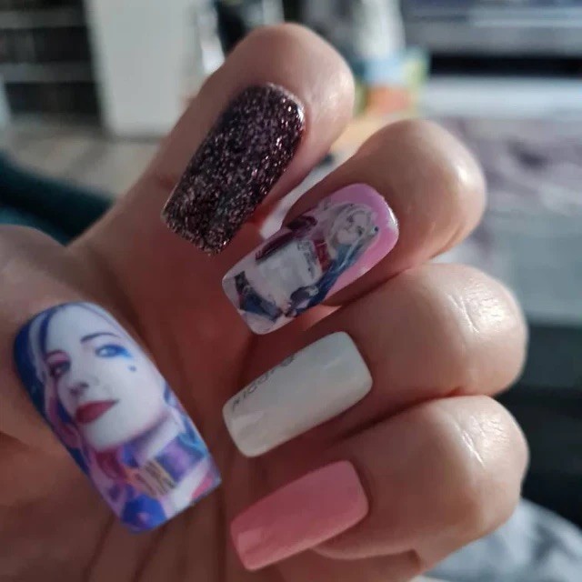 Harley Quinn Joker Psychedelic Halloween Nail Art decals Waterslide Nail Design