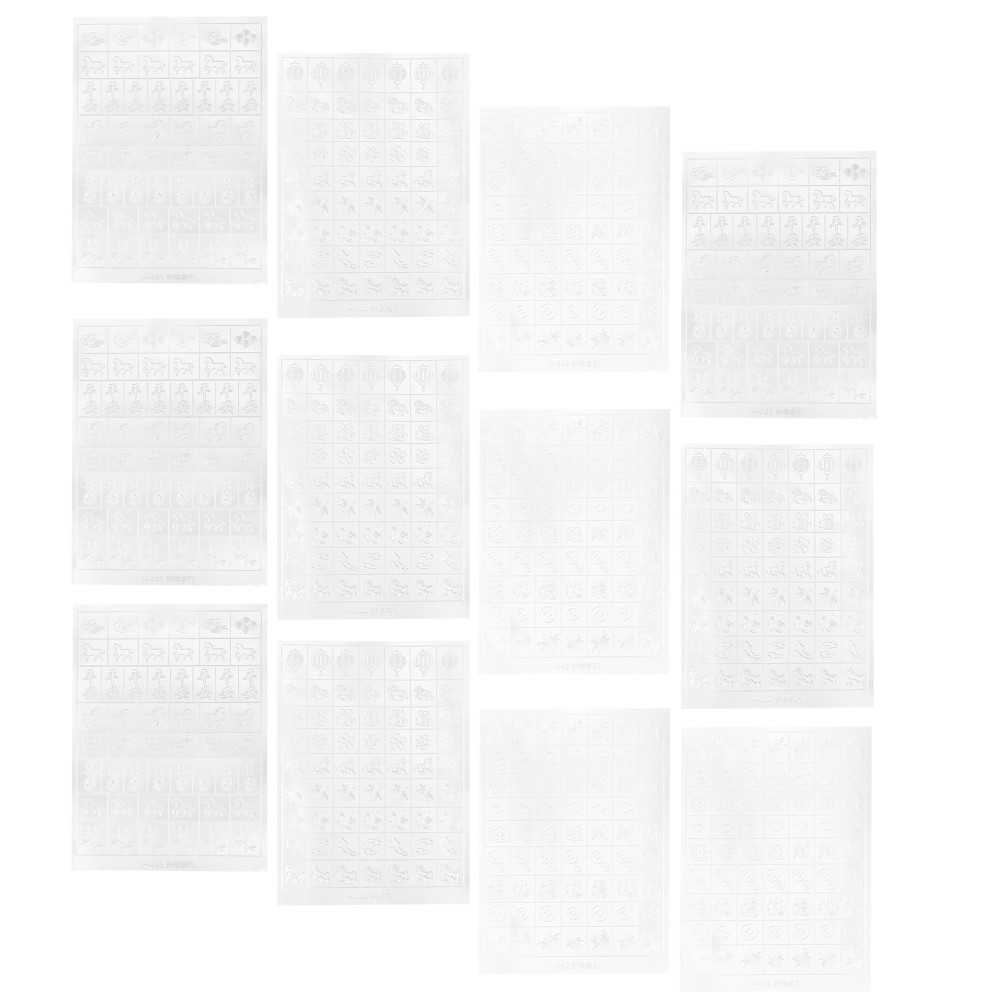 12 Pcs Nail Art Cutout Stickers Fingernail Decals Hollow Manicure