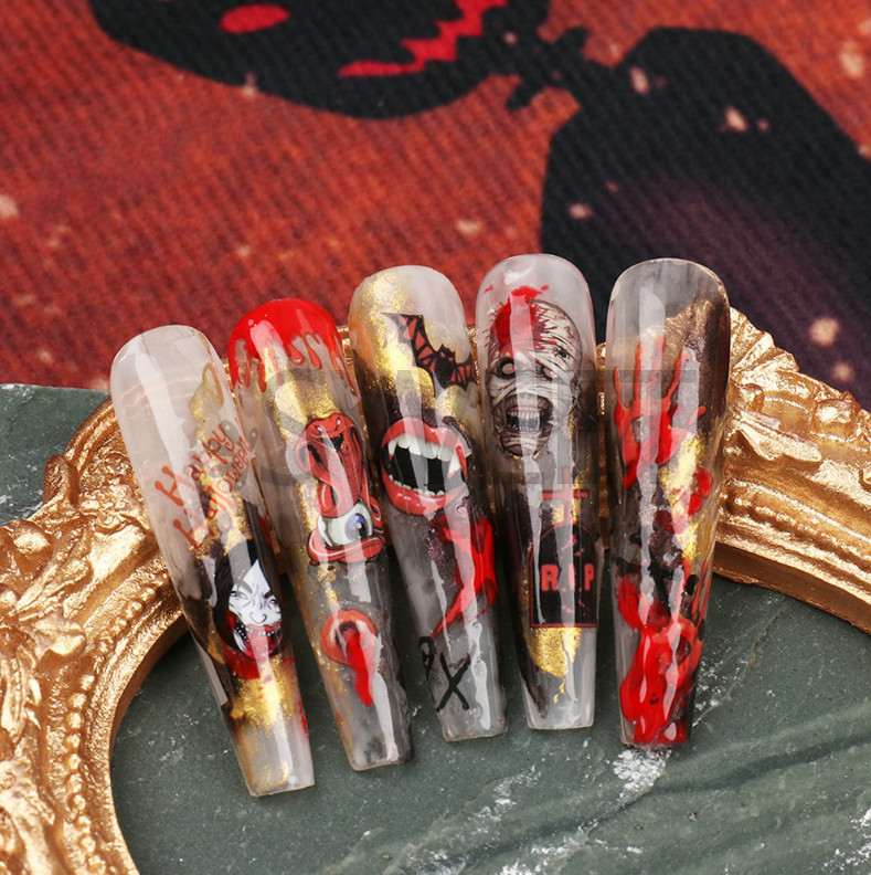 3D Nail Art Sticker Decal Halloween Skull Cross Pumpkin Spider Web Ghost NS41