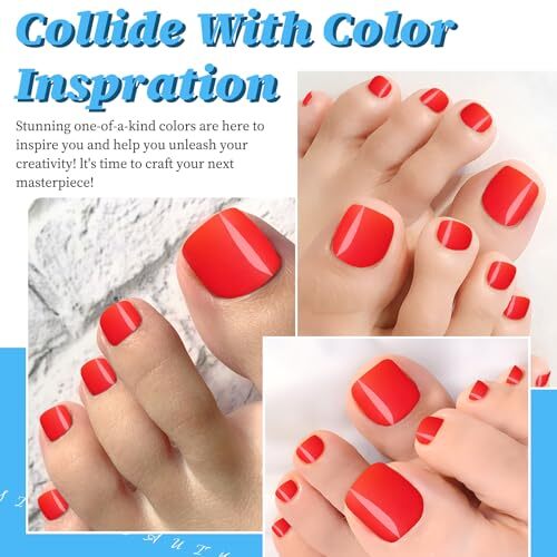 120pc Press on Toenails for Women Toe Press on Nails Short Fake Toe Nails Red